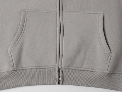 360 GSM CROPPED FIT 'SILVER GRAY' ZIP-UP HOODIE