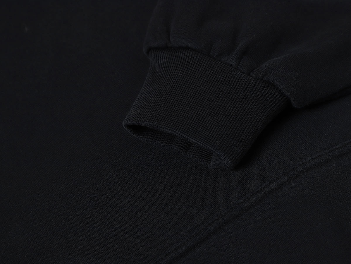 420 GSM CROPPED FIT 'BLACK' HOODIE