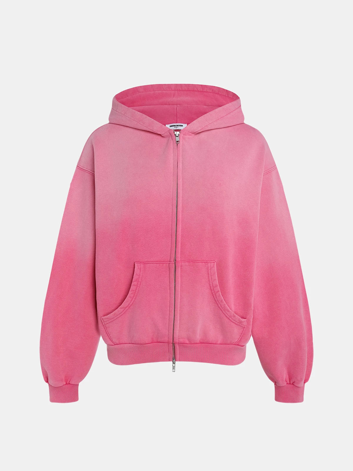 480 GSM BOXY CROPPED FIT 'WASHED PINK' ZIP-UP HOODIE
