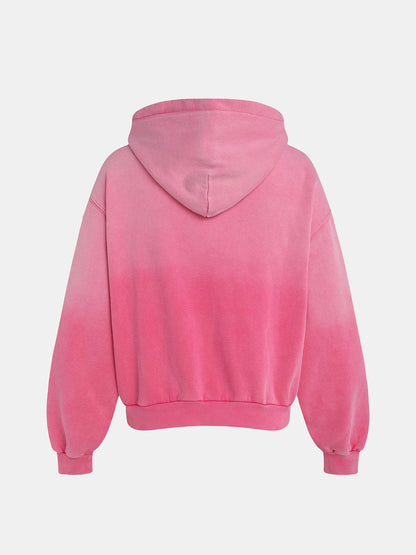 480 GSM BOXY CROPPED FIT 'WASHED PINK' ZIP-UP HOODIE