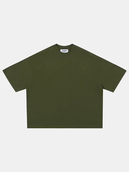 240 GSM BOXY CROPPED FIT 'OLIVE' T-SHIRT
