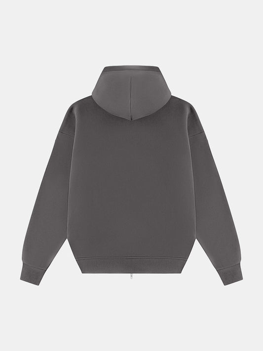360 GSM CROPPED FIT 'FOG GRAY' ZIP-UP HOODIE