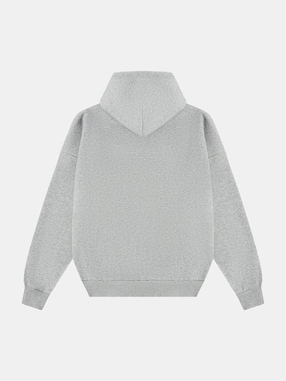 500 GSM  BOXY CROPPED 'FLOWER GRAY' HOODIE